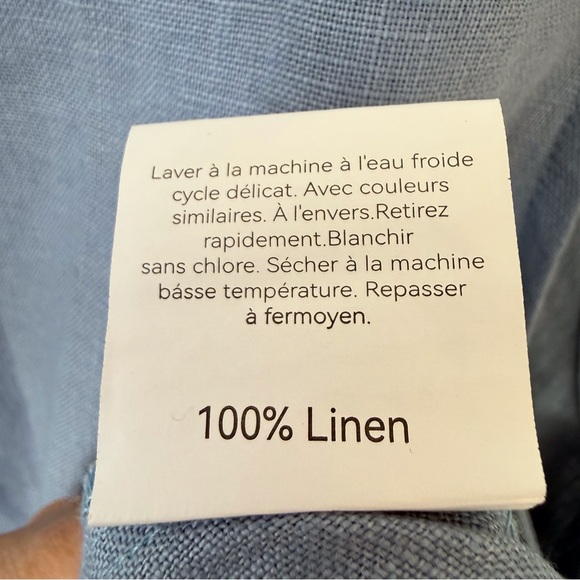 Lintico linen dress Taylor sleeveless pockets midi length blue button placket XL - Picture 8 of 9